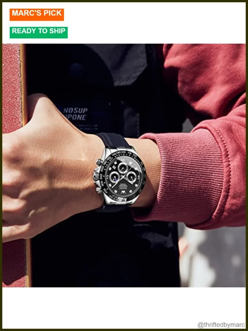 Chronograph Multifunction Silicone Moon Phase Quartz Dress Watch